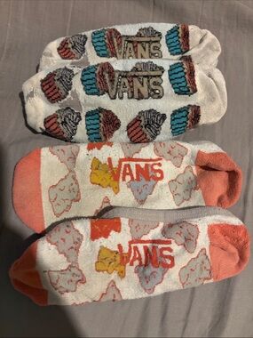 Vans Low-Cut No-Show Socks - Candy Pattern White, Coral, Teal & Yellow (2 Pack)